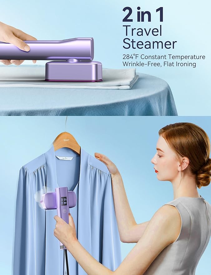 Steamer for Clothes Sundu Portable 2-in-1 Steamer &amp Iron 15s Fast Heat-up 100ml Water Tank Ironing Gloves 20 Min Continuous Steam Wrinkle Remover for Garment Travel &amp Home Use (Rose Pur