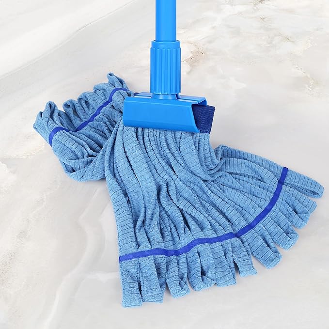 Large Microfiber Tube Mop HeadsHeavy Duty Mop HeadHighly AbsorbentCommercial Mop Head ReplacementWet Mop Heads Replacementfor Hardwood Tile Laminate Floors (Blue Grey Yellow - 6 Pack)