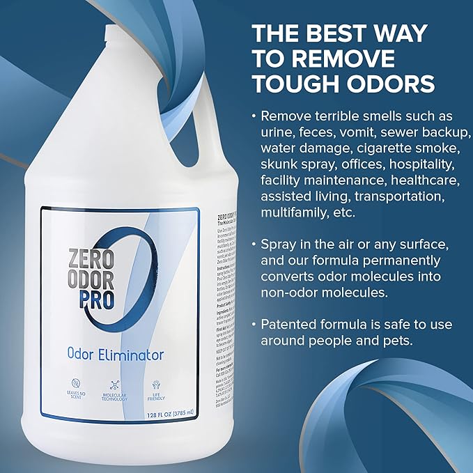 Zero Odor Pro - Commercial Strength Odor Eliminator &amp Neutralizer Air Freshener Room Deodorizer - Strongest Odor Eliminator Trigger Spray 128oz Refill