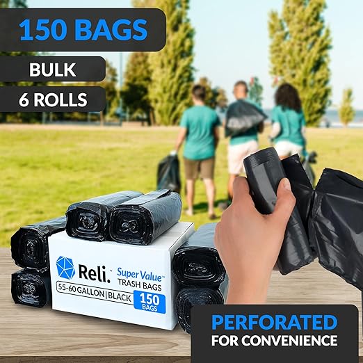 Reli. Thank You T-Shirt Bags (350 Ct) &amp Trash Bags 55-60 Gal (150 Bags)