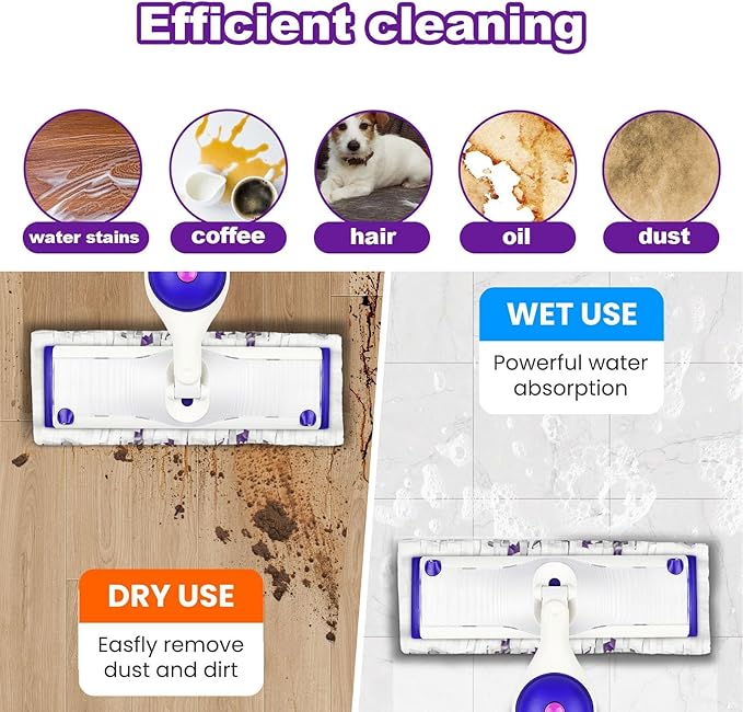 30 Count Disposable Mop Pad Refills Compatible with Swiffer PowerMop Multi-Surface Mop Absorbent Cleaning Pads for Hardwood Tile &amp Laminate Floors