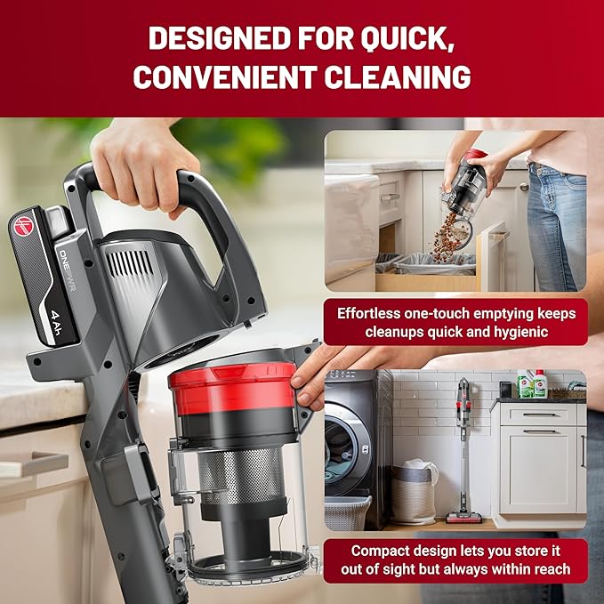 Hoover ONEPWR WindTunnel Emerge Pet+ Cordless Stick Vacuum Cleaner Lightweight Stick Vac Powerful and Quiet Cleaning Self Standing No Wall Mount Required Cordless Vacuum Cleaners for Home Use