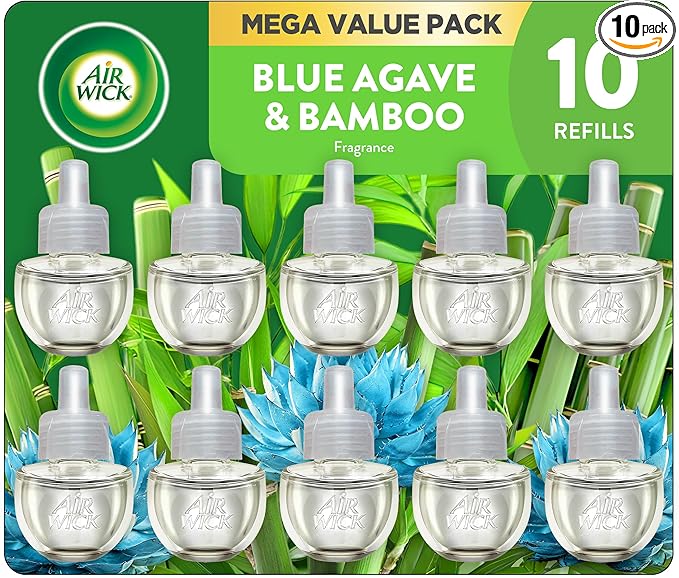 Air Wick Plug in Scented Oil Refill 10ct Blue Agave and Bamboo Air Freshener Essential Oils