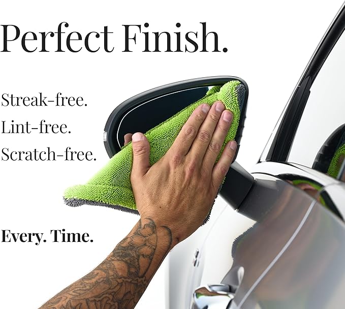 3-Pack 9”x9” Glass Flip Towel 1600 GSM Streak Free Lint Free for Car Detailing and Auto Glass Cleaning Dual-Color Gray &amp Lime Premium Microfiber Cloths