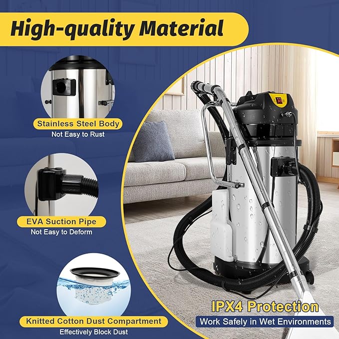 Commercial Carpet Cleaner Machine 40L/11Gal Professional Cleaning Machine Shampooer 1034W Industrial Carpet Cleaner Multifunctional Floor Sofa Curtain Cleaning Extractor for Hotels Offices