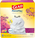 Glad ForceFlex Tall Kitchen Trash Bags 13 Gal Gain Moonlight Breeze 110 Ct Pack May Vary