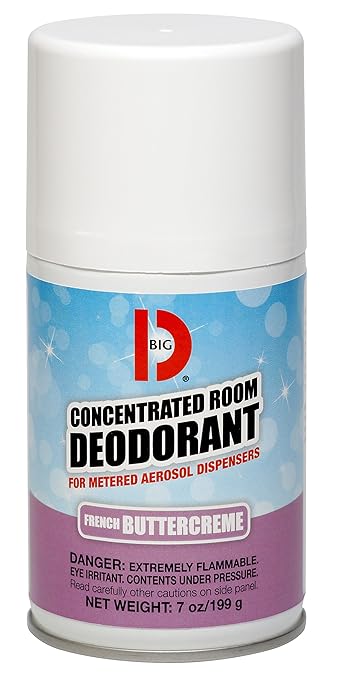 Big D 854 Metered Aerosol Starter Kit French Buttercreme Fragrance (Contains Dispenser 2 Batteries 3 Aerosol Cans) - Air freshener ideal for restrooms offices schools restaurants hotels