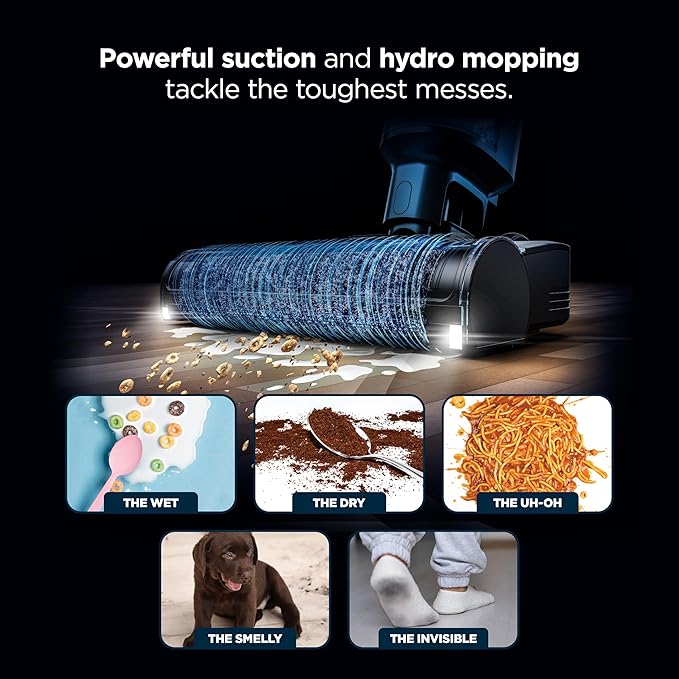 Shark | Wet Dry Vacuum Cleaner | Vacuum and Mop Combo | HydroVac MessMaster | 3-in-1 Self-Cleaning + Powerful Suction | 2 Brushrolls &amp 2 Solutions Included | Hardwood Floor &amp Area Rug Cleaner