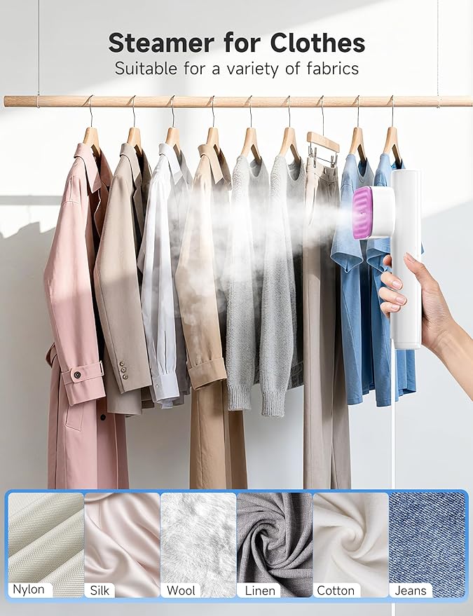 Steamer for Clothes 2-in-1 Travel Steamer &amp Iron for Clothes Portable Handheld Garment Steamer 15s Fast Heat-up 1200W Large Ceramic Heat Panel Quick Wrinkle Removal Travel &amp Home Use