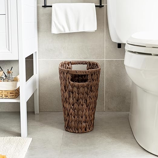 GRANNY SAYS Wicker Waste Basket Waterproof Bathroom Trash Can Bedroom Can Durable Wastebasket with Handles 19 Liters/5 Gallons