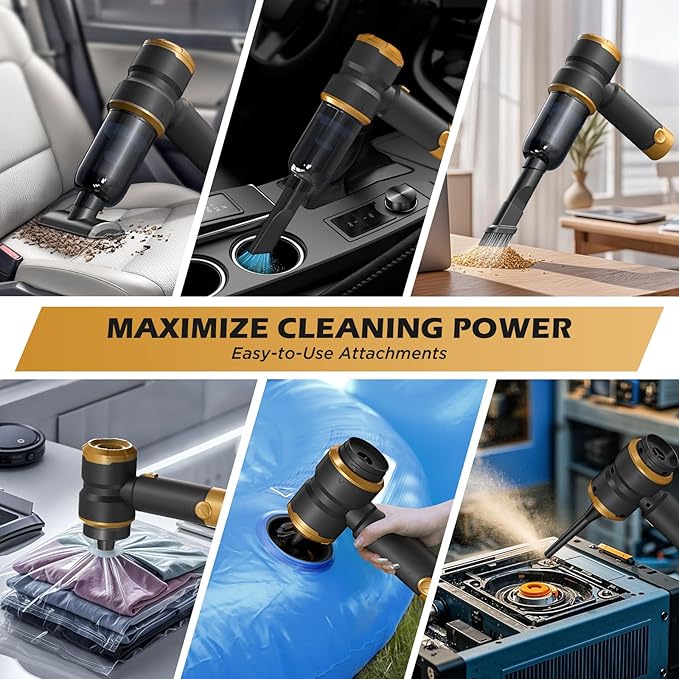 Handheld Car Vacuum with 15000PA Power 4 in 1 Small Powerful Cordless Vacuum Cleaner &amp Air Duster with 2000mAh Battery Rechargeable Portable Mini Hand Held Vacuum for Car HomeOfficePet Hair（G