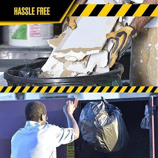 Ultrasac Extra Heavy Duty Contractor Bags - 42 gallons 4 Mil (32 Pack w/Ties) - 33 x 48 Extremely Thick and Tough Professional Trash Bag for Construction Commerical Industrial Yard Outdoor use