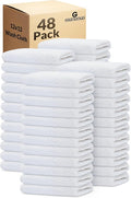 GOLD TEXTILES 48 Pack Economy White Washcloths Set (12x12 inches) - Cotton Blend Commercial Grade Cleaning Rags Quick Drying &amp Soft Face Cloths Fingertip Towels for Bathroom Spa Gym and Kitch