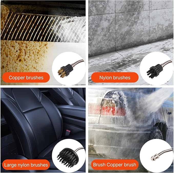 1500W Professional Handheld Steam Cleaner - High Temperature Portable Steamer with Tankless Design 8 Attachments for Heavy Duty Home Cleaning