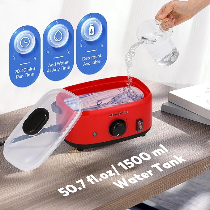 Moongiantgo Steam Cleaner Handheld Steamer for Cleaning Portable Pressurized Cleaning Machine for Car Detailing Grout Tile Upholstery Home Use Kitchen Bathroom with 1500ML Water Tank (Red-Black)