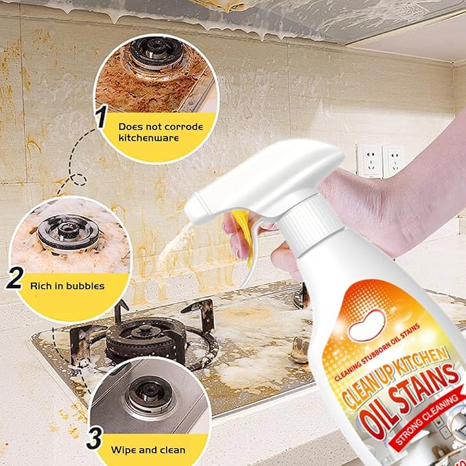 Heavy Duty Degreaser for Kitchen Oil Stains 2025 New Multipurpose Oil Stain Remover Strong Grill Cleaner for Restaurants Cleaning Spray for Home Chefs Oven and Grill Cleaner (3)