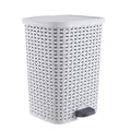 Superio Small Outdoor Trash Can with Lid for Dog Poop 6.8 Gallon/26 L Step On Plastic Garbage Can with Foot Pedal for Bathroom Bedroom Office Patio Wicker Smoke