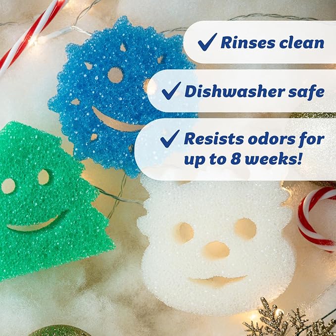 Scrub Daddy Scrub Mommy Holiday Christmas Tree Gift Box Set Non-Scratch Christmas Cleaning Sponges for Kitchen Dishes &amp Home Dual-Sided Dish Sponges for Scrubbing 10 Count (2 Pack of 5)