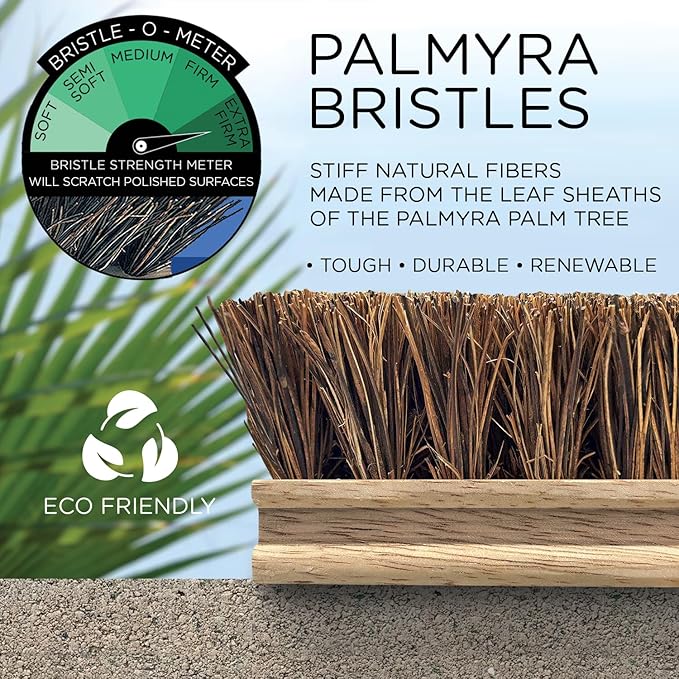 LOLA Deck Scrub Brush 9 x 3.5 Head w/Palmyra Bristles for Outdoor Cleaning Removes Dirt &amp Grime from Patios Decks Grout 1 Count