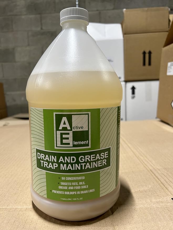 Drain and Grease Trap Maintainer- 1 Gallon (128 Treatments) - Biological Formula - Breaks Down Fats Oils and Grease - Grease Trap Treatment Drain Deodorizer Septic Sewers