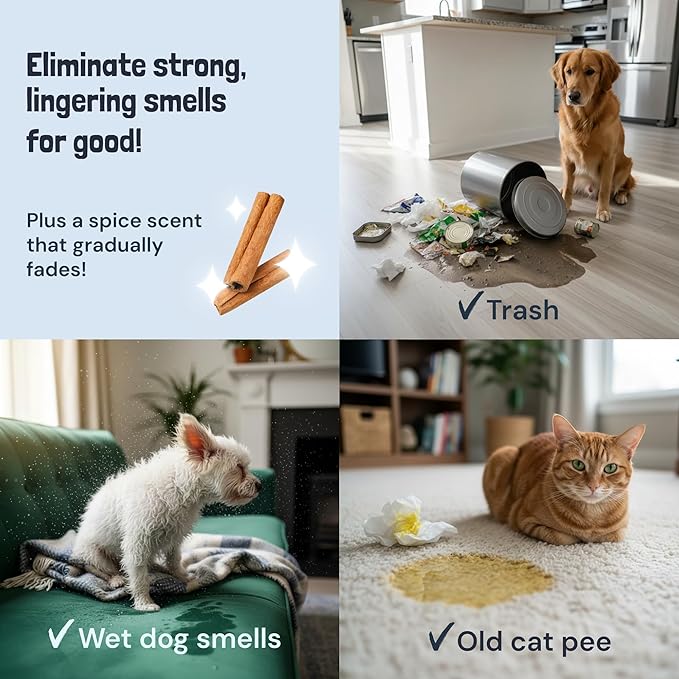 Sunny &amp Honey Pet Stain and Odor Remover - Enzyme Cleaner for Dog Urine and Poop on Carpets and Furniture - Strong Pet Carpet Cleaner Spray (32fl oz Fall Spice)