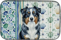 Caroline's Treasures Black Australian Shepherd Coastal Sea Glass Dish Drying Mat Absorbent Dish Drying Mat Pad for Kitchen Counter Dish Drainer Mat for Countertop 14 x 21 Multicolor
