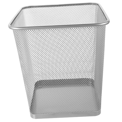 Unomor Household Mesh Design Trash Can Sturdy Iron Wastebasket for Indoor Use for Home Office and College Odor-Resistant Garbage Container