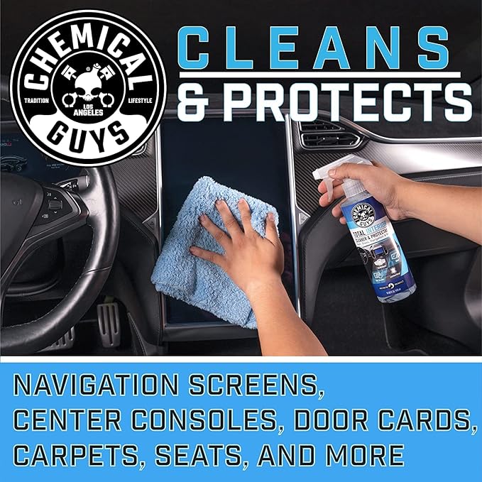 Chemical Guys Total Interior Sprayable Cleaner and Protectant Multi-Scent 3 Pack (Fresh Black Cherry &amp New Car) Safe for Cars Trucks SUVs Jeeps Motorcycles RVs &amp More (3) 16 fl oz Bott