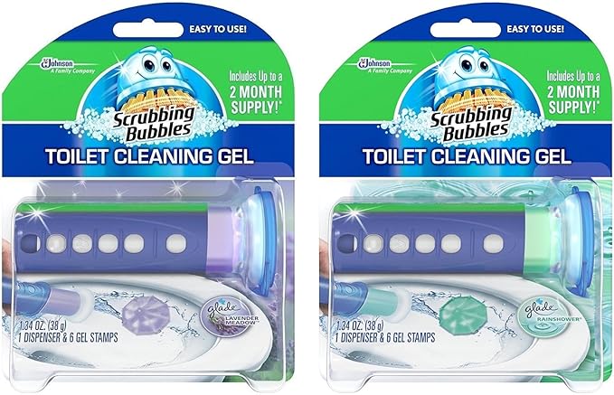 Scrubbing Bubbles Toilet Cleaning Gel Lavender Meadow and Rainshower Variety Pack 1.34 oz each (Bundle: 2 Items)