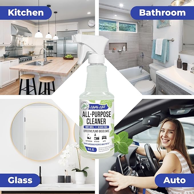 Mighty Mint All-Purpose Cleaner Spray for Home Kitchen Bathroom Natural Peppermint Scent 16oz - 2 Pack