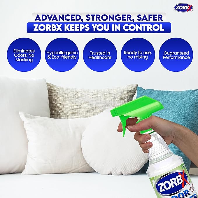 ZORBX Unscented Multipurpose Odor Eliminator 3 items Bundle: 2 Oz + 16 Oz + 32 Oz - Used in Hospitals &amp Healthcare Facilities - Advanced Trusted Formula - Perfect Bundle to Get Rid of Unpleasant O