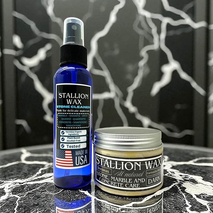 Marble &amp Granite Cleaner and Polish Kit – Enhances Dark Countertops | 4in1 Set Stone-Safe Care and Streak Free Shine for Black Marble Granite Quartz Quartzite Soapstone and Natural Stone Surfa