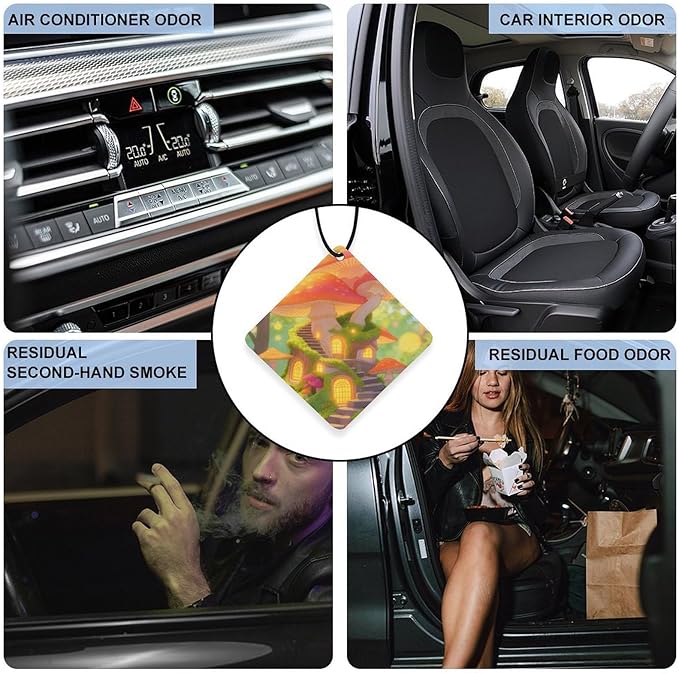 5PCS Car Air Freshener Hanging Personalized Double Sided Sunny Forest Car Fresheners Long Lasting New Cars Scents Cute Automotive Freshies for Closets Drawers (tea)