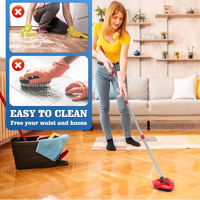 4 Packs Spin Mop Replacement Heads Compatible with Oceda RinseClean 2-Tank System 30-58 Mop HandleMop Scrub Brush and Base Combo SetMopping Refills Easy to Replace and Cleaning