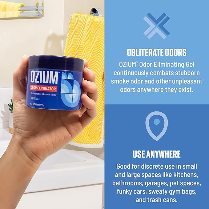 Ozium 8 Oz. Odor Eliminating Gel 6 Pack for Homes Cars Offices and More 6 Pack