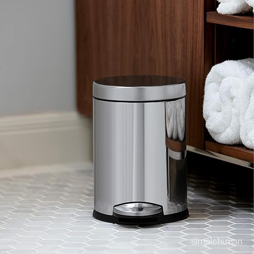 simplehuman 4.5 Liter Bathroom Trash Can White Steel