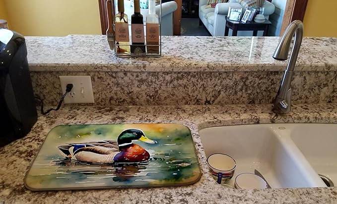 Caroline's Treasures DAC3240DDM Mallard Dish Drying Mat Absorbent Dish Drying Mat Pad for Kitchen Counter Dish Drainer Mat for Countertop 14 x 21 Multicolor