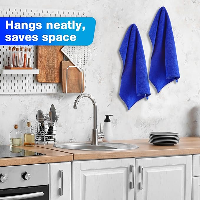 Nuenen Microfiber Cleaning Cloths for Cars 16 x 16 Inch Ultra Absorbent Car Towels Drying Reusable Cleaning Supplies House Kitchen Window Microfiber Towel(Blue60 Count)