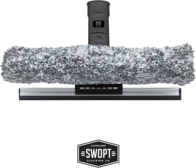 SWOPT 12 Combination Squeegee Head - Blade With Detachable Microfiber Scrubbing Pad - Interchangeable With All SWOPT Products for Efficient Cleaning and Storage