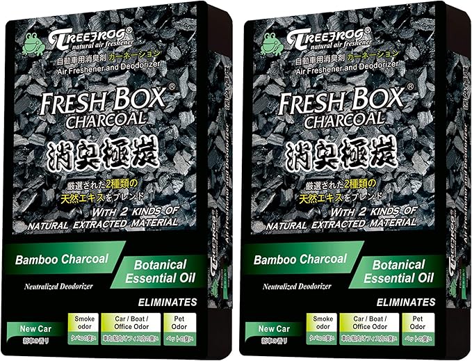 Treefrog New Car Scent Charcoal Car Air freshener 2-Pack Last Long with Large Size Content 200g