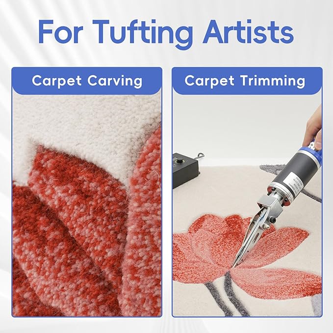 Electric Carpet Trimmer - Adjustable Speed Tufting Rug Carving Scissors Interchangeable Blade Fabric Edge Cutter Thread Trimmer Tool for Home &amp Light Professional Carpet Care