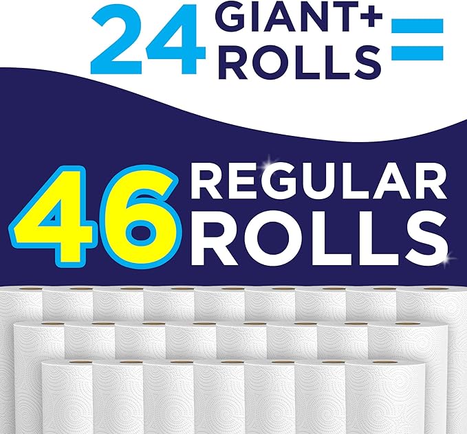 Sparkle Pick-A-Size Paper Towels 2 Rolls = 4 Regular Rolls (Pack of 24 Rolls) Everyday Value Paper Towel With Full And Half Sheets
