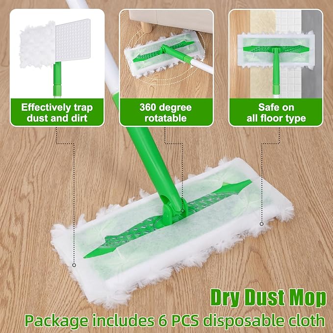 Baseboard Cleaner Tool with Handle Extendable Long Handle Baseboard Floor Cleaning Tool Duster with Reusable Pads for Floorboard