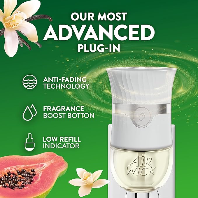 Air Wick Plug In Scented Oil Refill 10ct Vanilla and Pink Papaya Air Freshener Essential Oils