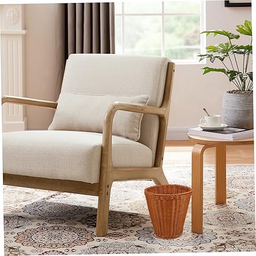 Happyyami Stylish Woven Storage Container Imitation Rattan Wastebasket Room Decor Multi-Purpose Basket