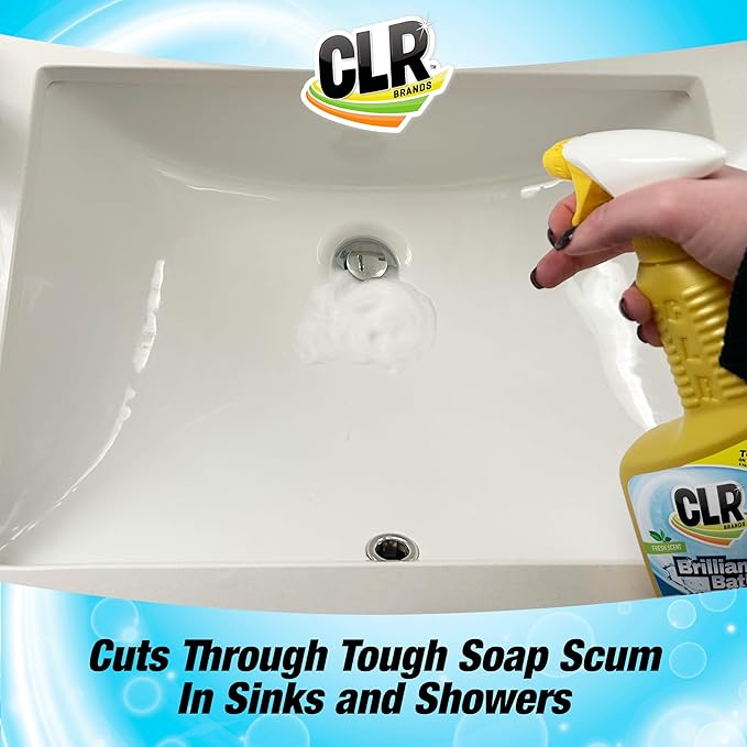CLR Brilliant Bath Foaming Action Bathroom Cleaner Spray - For Use on Toilets Baths Showers Sinks Glass Stainless Steel - Lavender Scent 26 Ounce Bottle (Pack of 6)