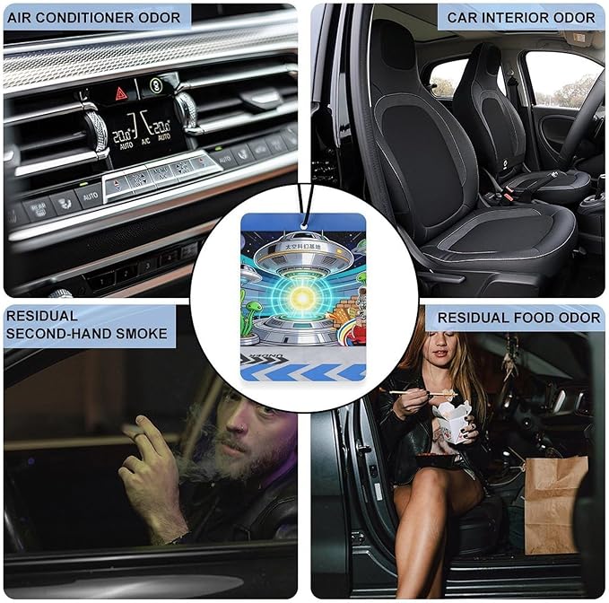 5PCS Car Air Freshener Hanging Personalized Double Sided UFO Base Car Fresheners Long Lasting New Cars Scents Cute Automotive Freshies for Closets Drawers (tea)