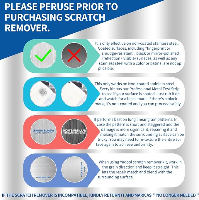 Stainless Steel Scratch Remover Kit Suitable for Sinks &amp Appliances Scratch Repair &amp Polish Used for Non-Coated Stainless Steel &amp Easily Remove Rust Discoloration