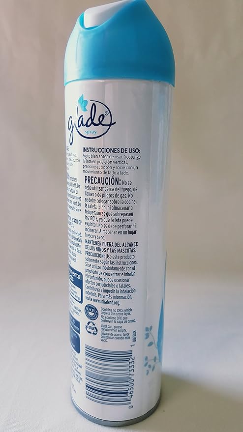 Glade 5 Aerosol Spray Air Freshener Fresh Clean Linen 8 Ounces Cans Scented Oil