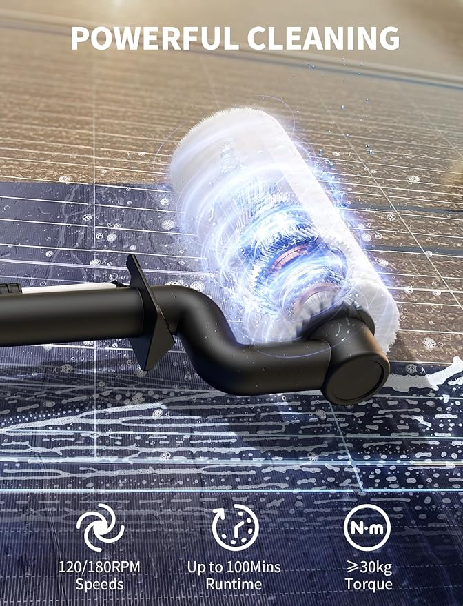Electric Solar Panel Cleaning Kit &amp 10-in-1 Steam Mop with Detachable Handheld Steamer